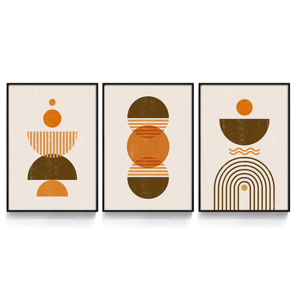 Composição de Quadros Formas Geométricas Abstratas Boho Chic