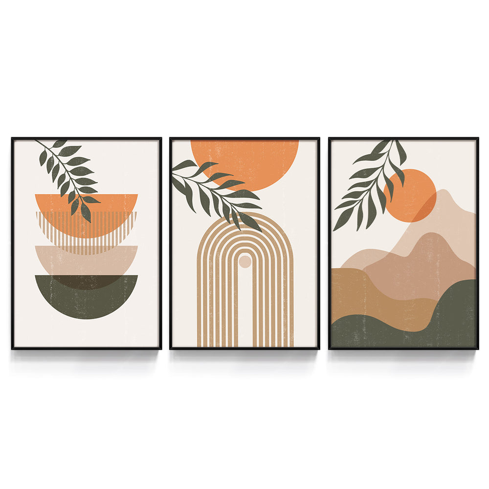 Composição de Quadros Formas Geométricas e Dunas Terracota