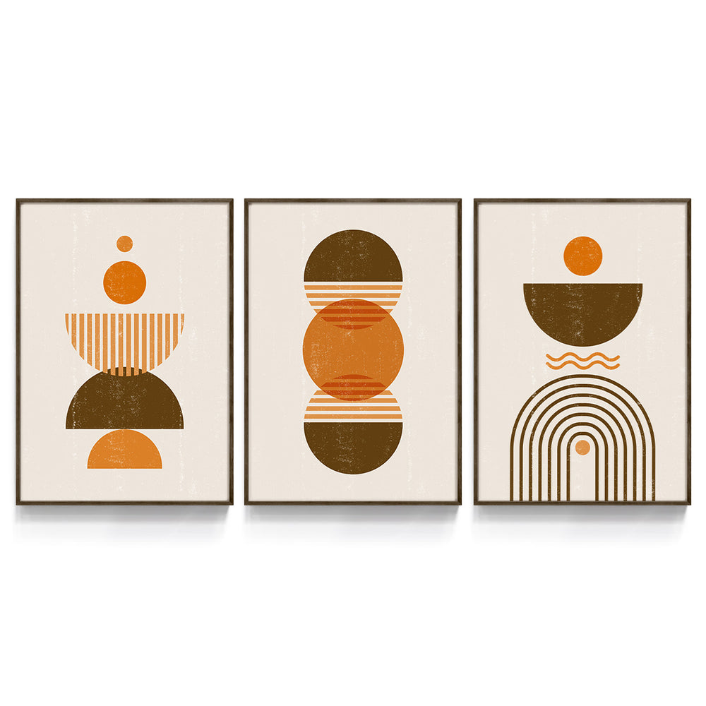 Composição de Quadros Formas Geométricas Abstratas Boho Chic