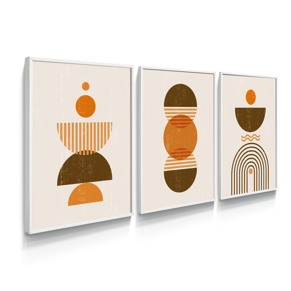 Composição de Quadros Formas Geométricas Abstratas Boho Chic