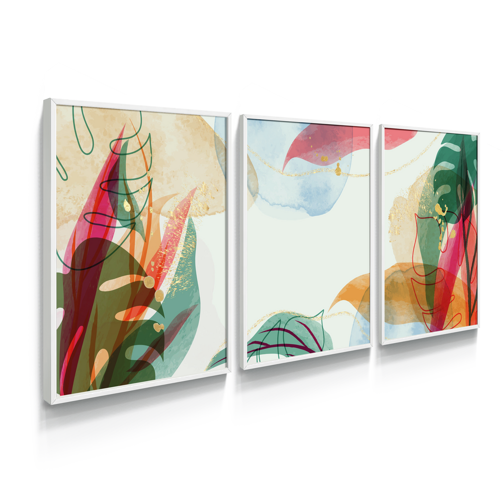 Composição de quadros Abstrato Aquarela Tropical Trio - 60OFF