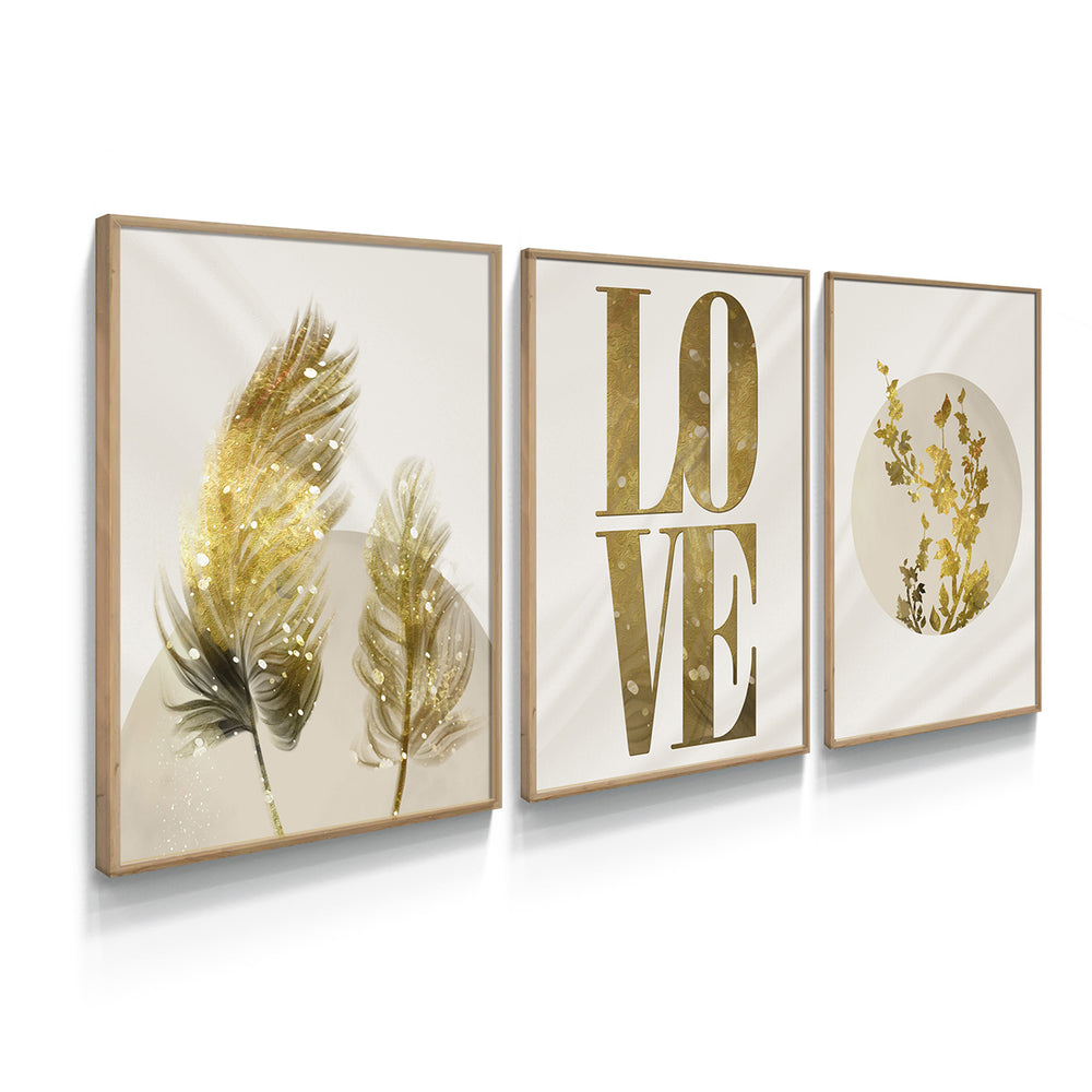 Composição de quadros Love e Penas
