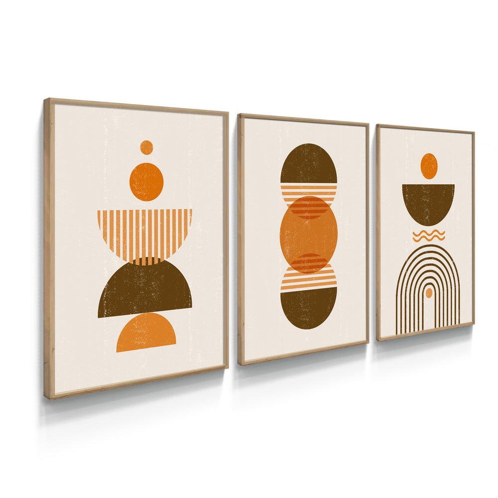 Composição de Quadros Formas Geométricas Abstratas Boho Chic- 60OFF