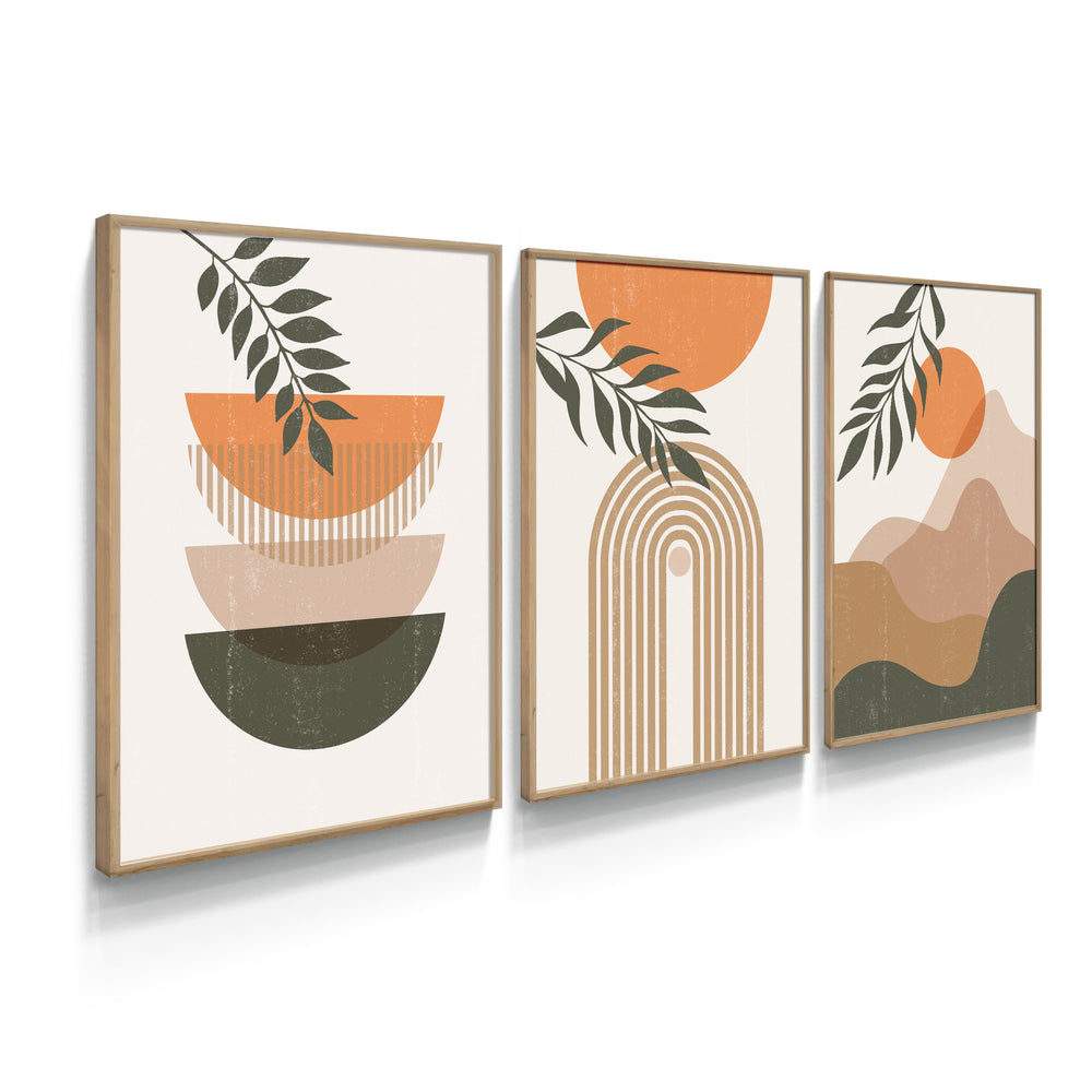 Composição de Quadros Formas Geométricas e Dunas Terracota
