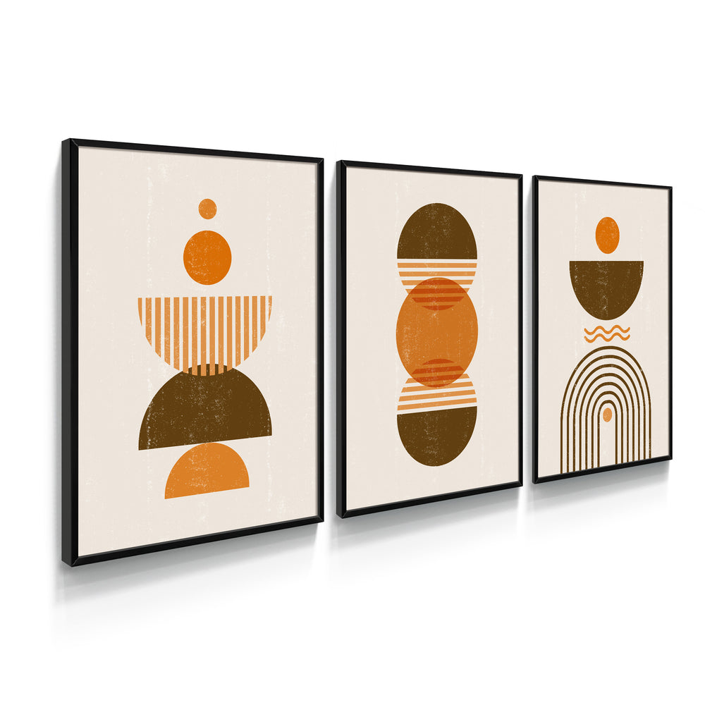 Composição de Quadros Formas Geométricas Abstratas Boho Chic- 60OFF