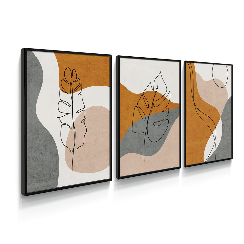 Composição de quadros Abstrato Cores Minimalista Trio - 60OFF