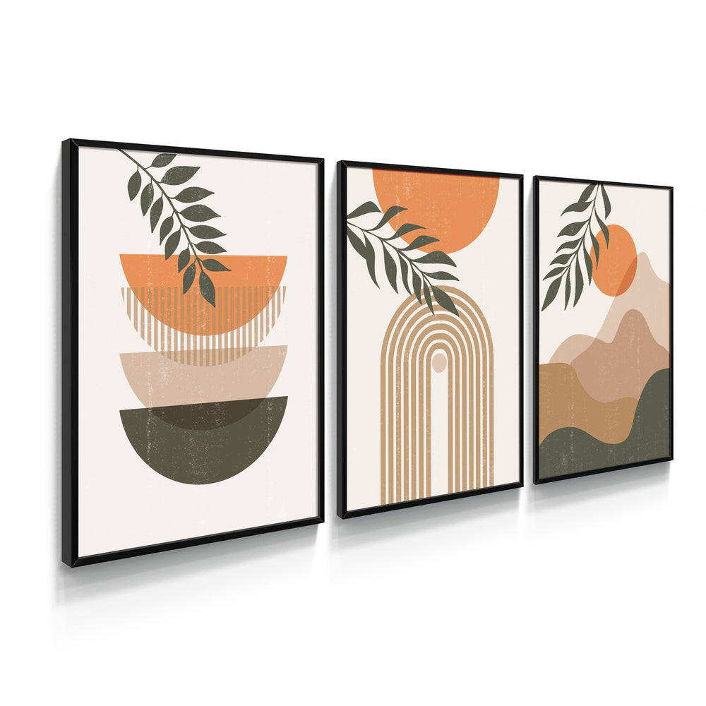 Composição de Quadros Formas Geométricas e Dunas Terracota