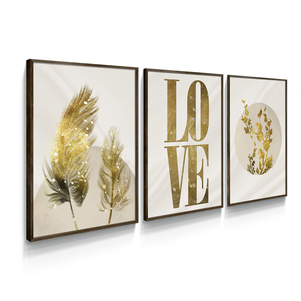 Composição de quadros Love e Penas