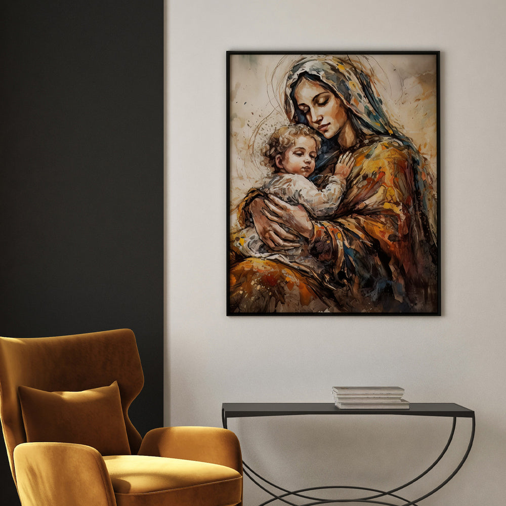Quadro Individual Religioso Jesus e Virgem Maria