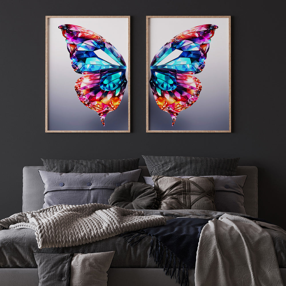 Composição De Quadros Borboleta Cristais Coloridos