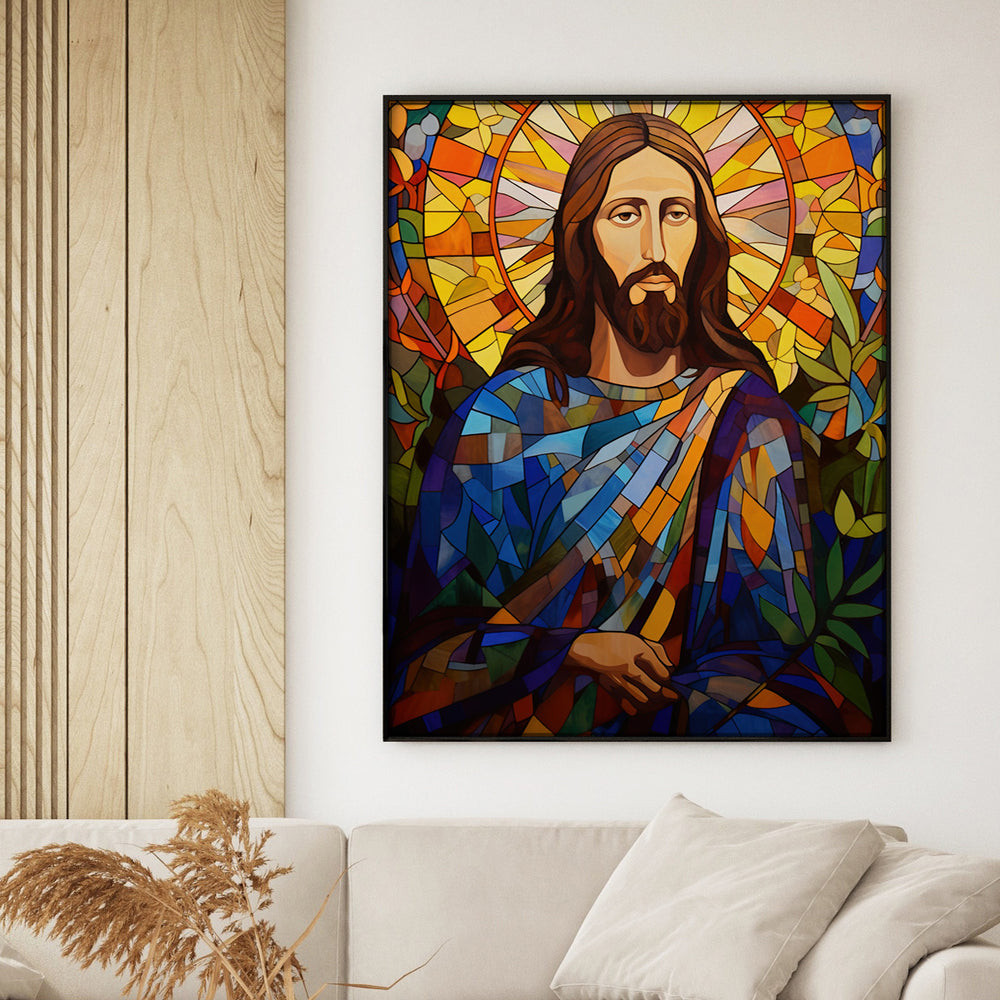 Quadro Individual Religioso Vitral Jesus Cristo