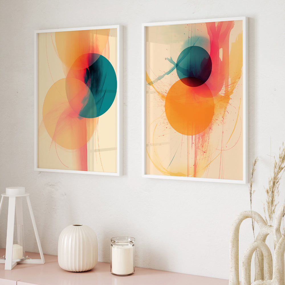 Composição de Quadros Geométricos Abstrato Moderno