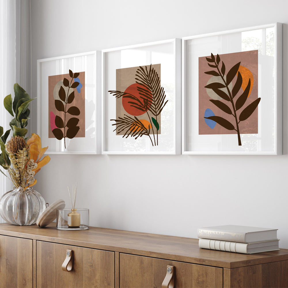 Composição de quadros Ramos Boho Terracota colors trio - 60OFF