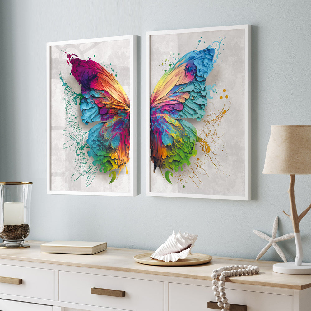 Composição De Quadros Borboleta Colorida Moderna - 60OFF