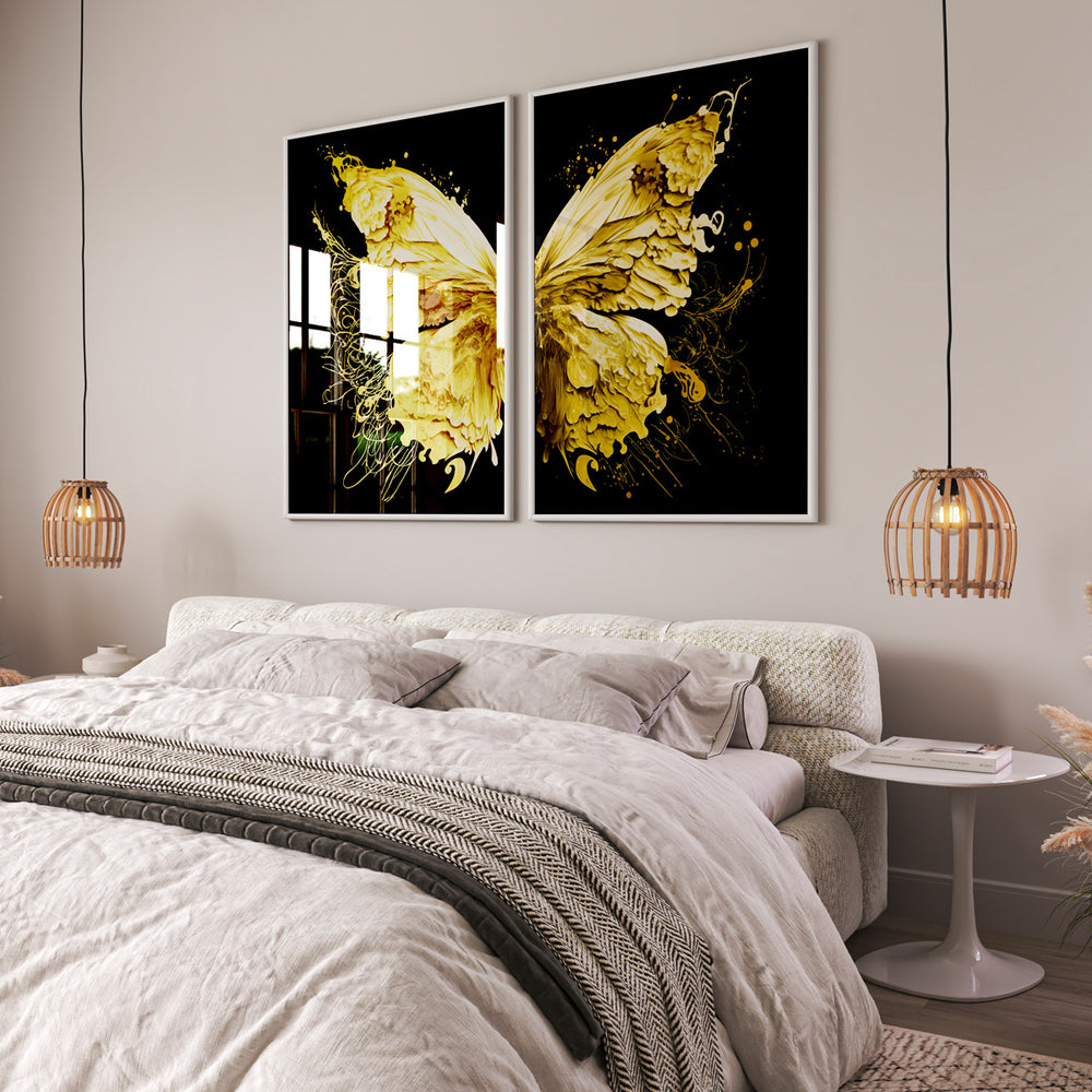 Composição De Quadros Borboleta Amarela - 60OFF