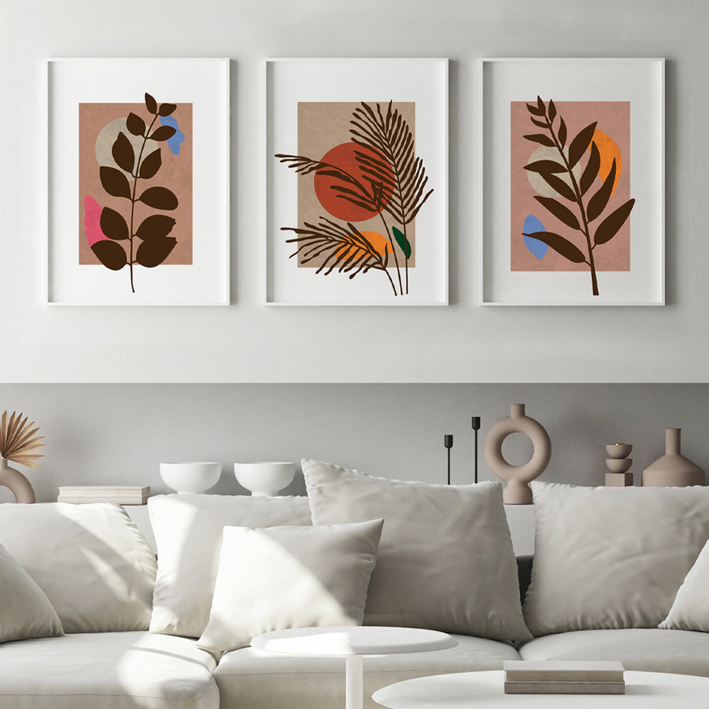 Composição de quadros Ramos Boho Terracota colors trio - 60OFF