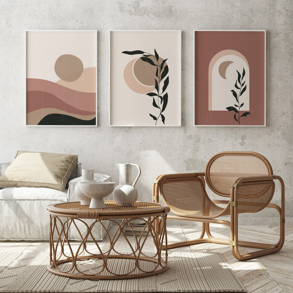 Composição de Quadros Ramos e Dunas Terracota