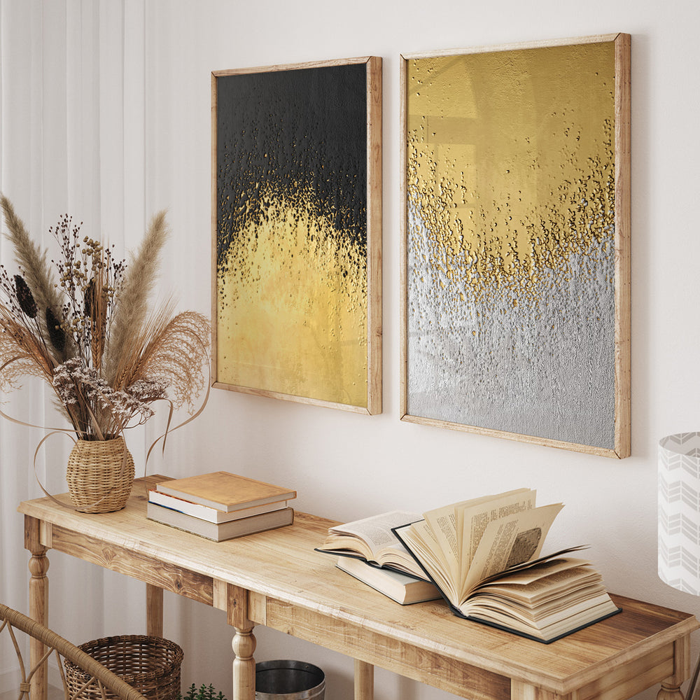 Composição de quadros Duo Textura Dourada 1 - 50%OFF