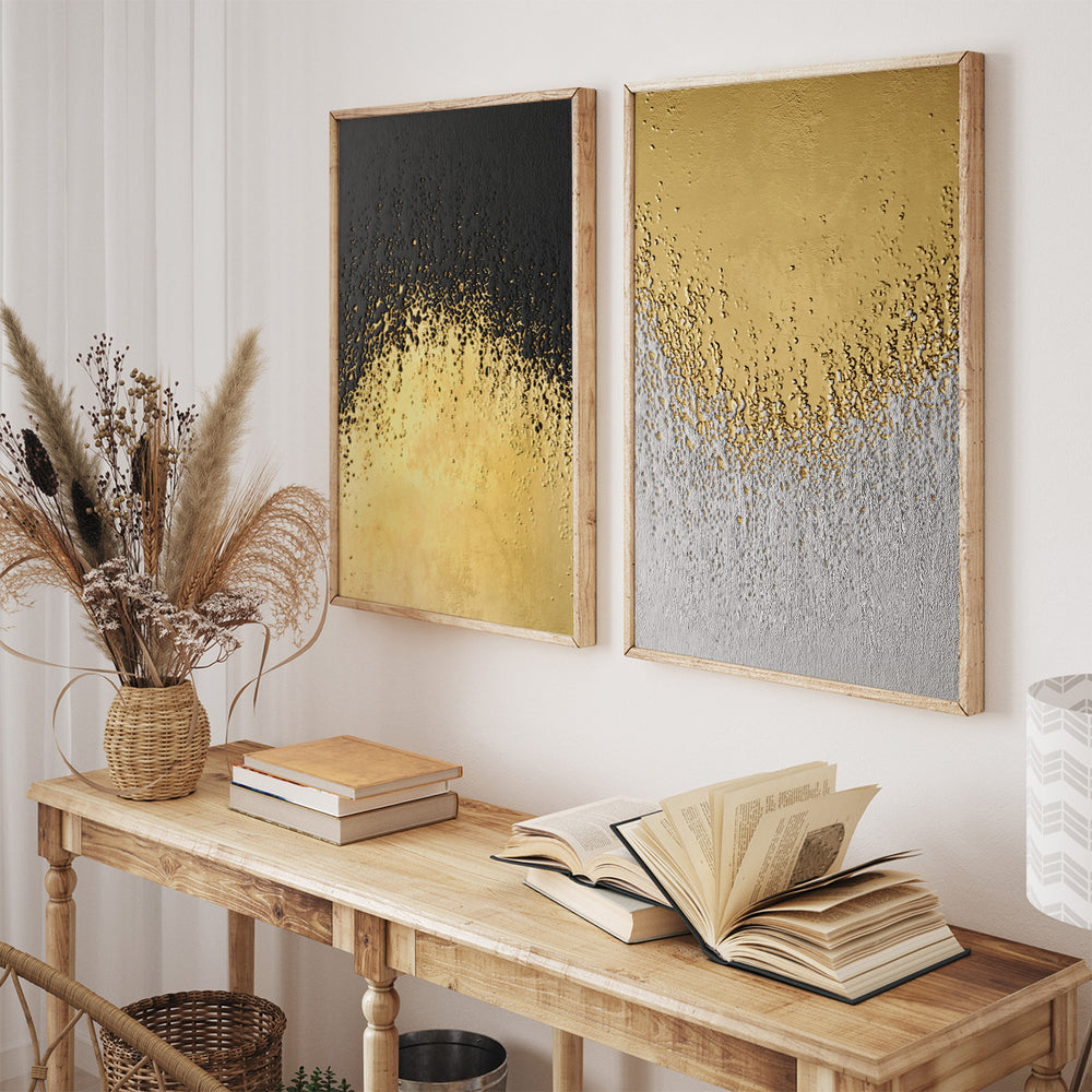 Composição de quadros Duo Textura Dourada 1 - 50%OFF