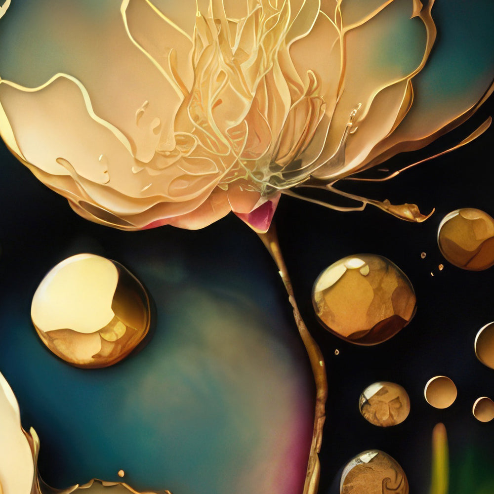 Composição de Quadros Floral Abstrato Gold