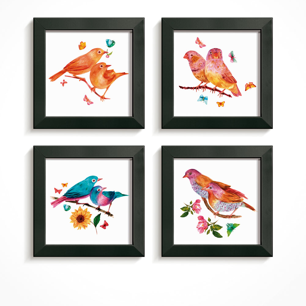 Composição de quadros Casal de Pássaros