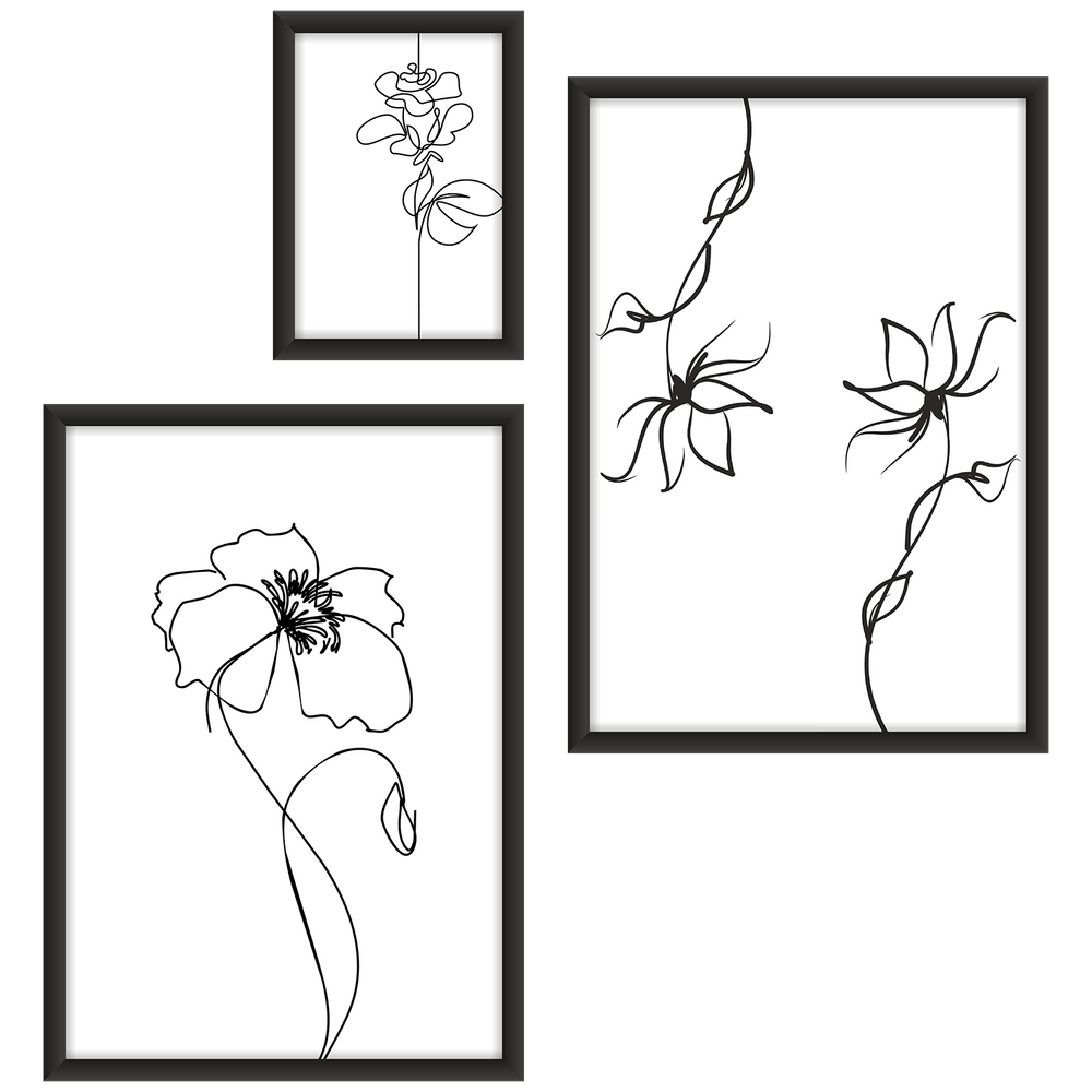 Composição de quadros Flores Minimalistas