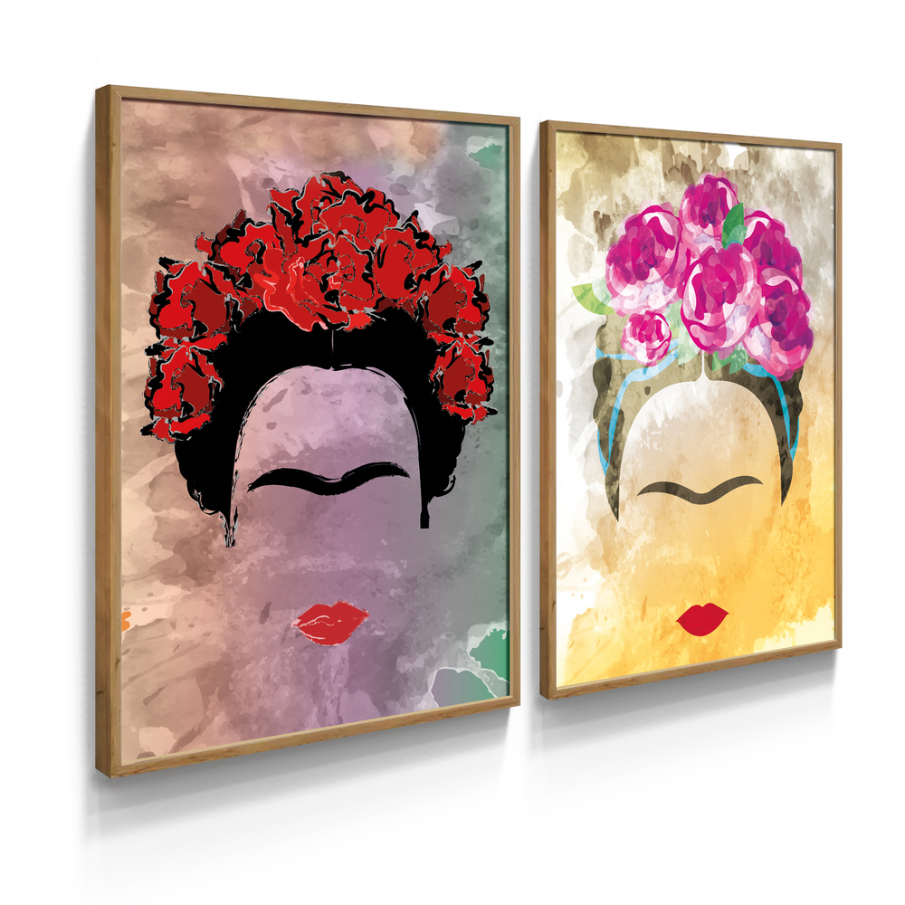 Composição de quadros Face Frida Colorido