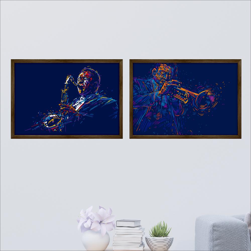 Composição de quadros Músicos de Jazz