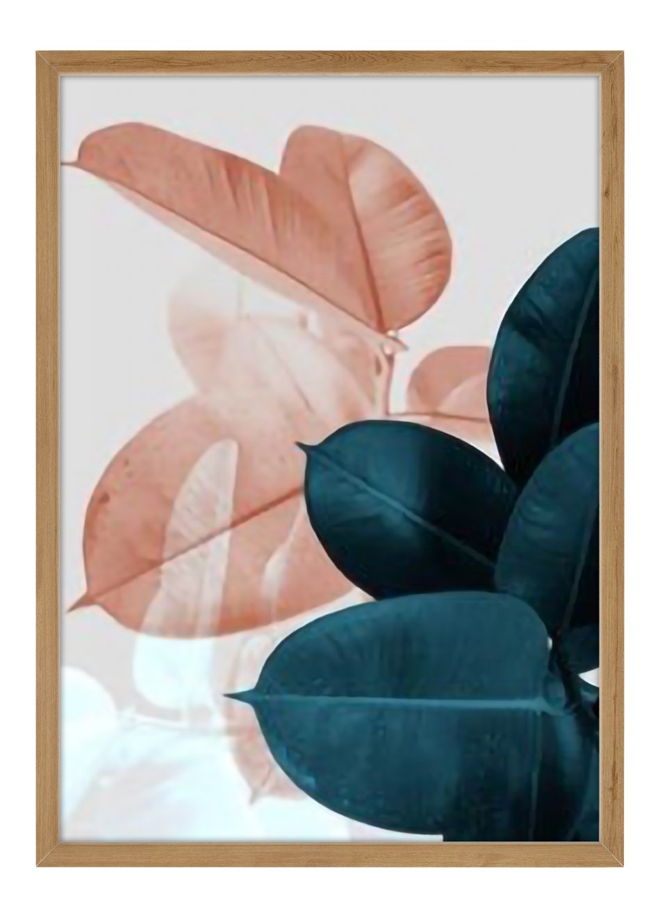 Quadro Folhas Rosa e Azul