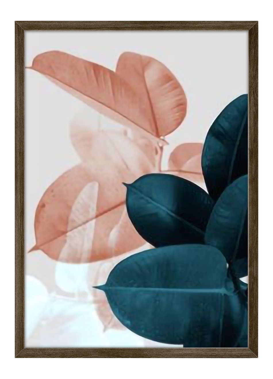 Quadro Folhas Rosa e Azul