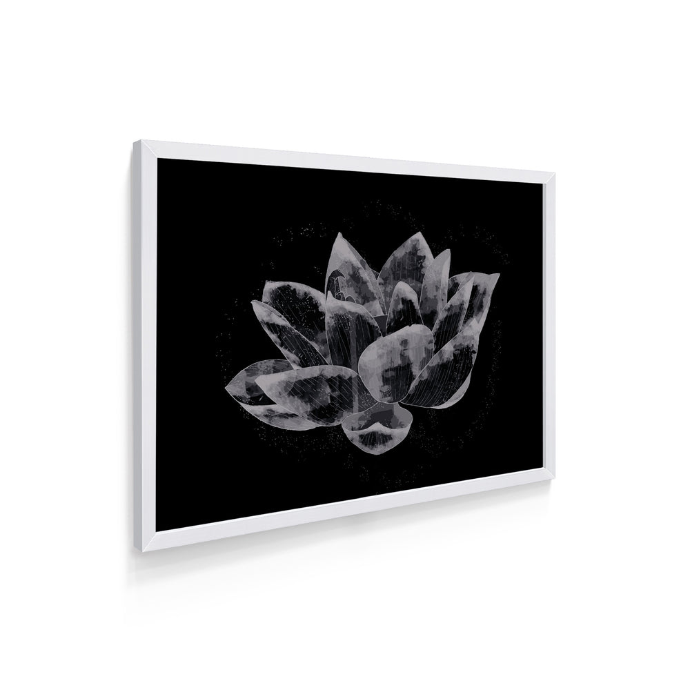 Quadro Flor de Lotús Aquarela Preto & Branco