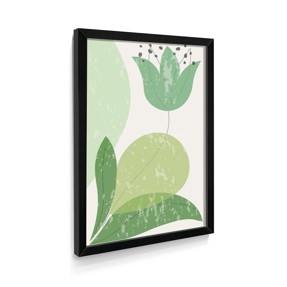 Quadro Botânico Abstrato Verde & Floral