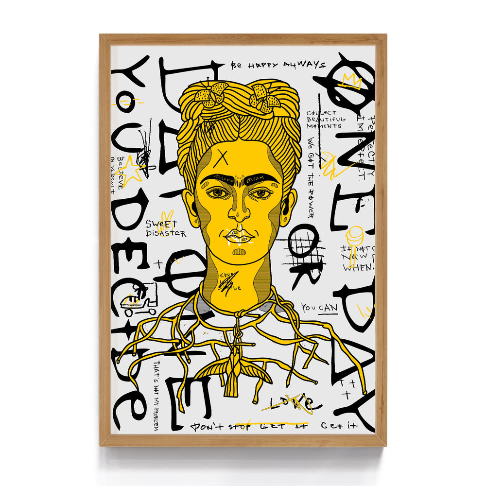 Quadro Street Art Frida Amarelo