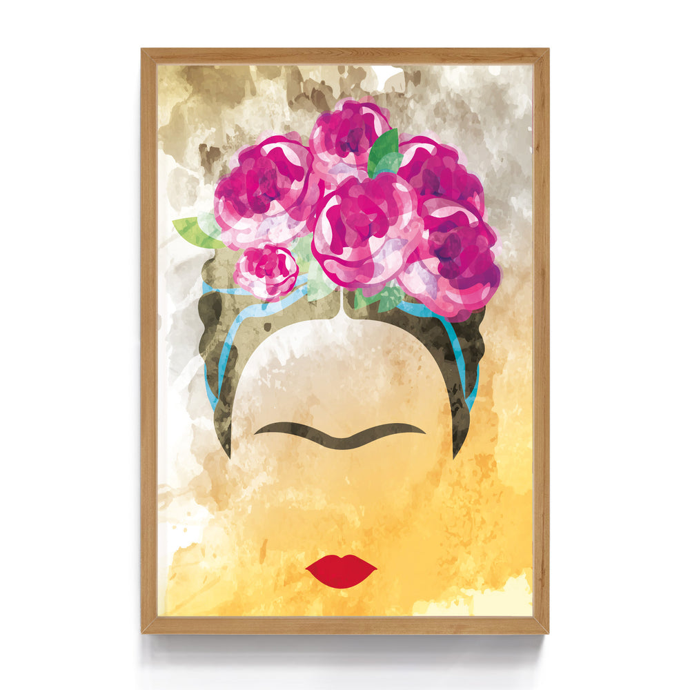 Quadro Face Frida com Rosas