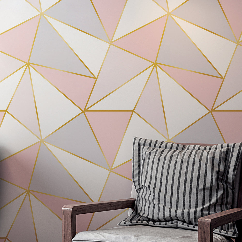 Papel de parede Zara Rosê Gold Cinza
