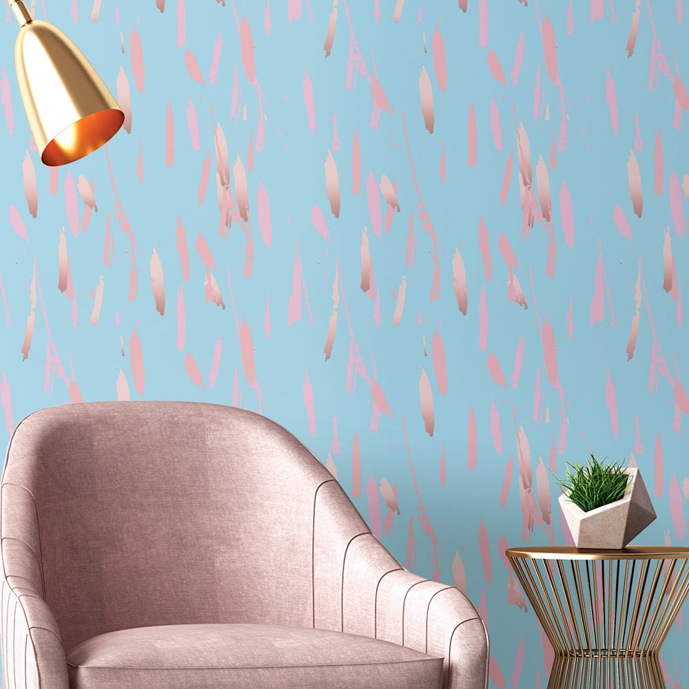 Papel de parede Terrazzo Azul e Rosa