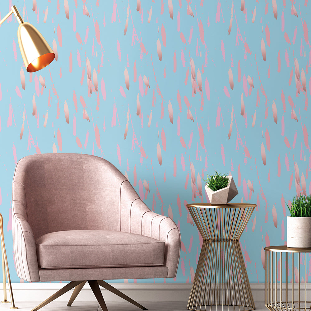 Papel de parede Terrazzo Azul e Rosa