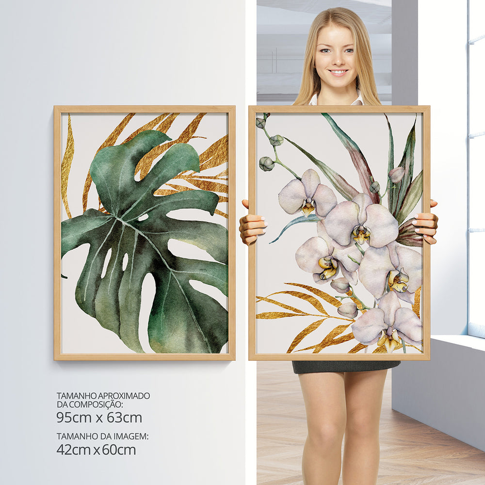 Composição de quadro Costela de Adão e Orquídea