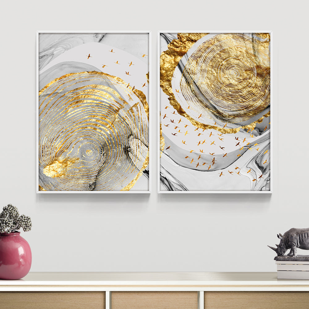 Composição de quadros Duo Pássaros Gold