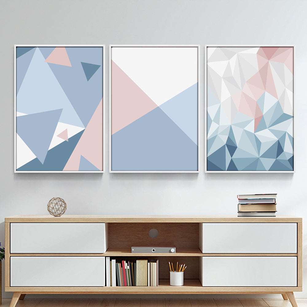 Composição de quadros Trio Geo Azul