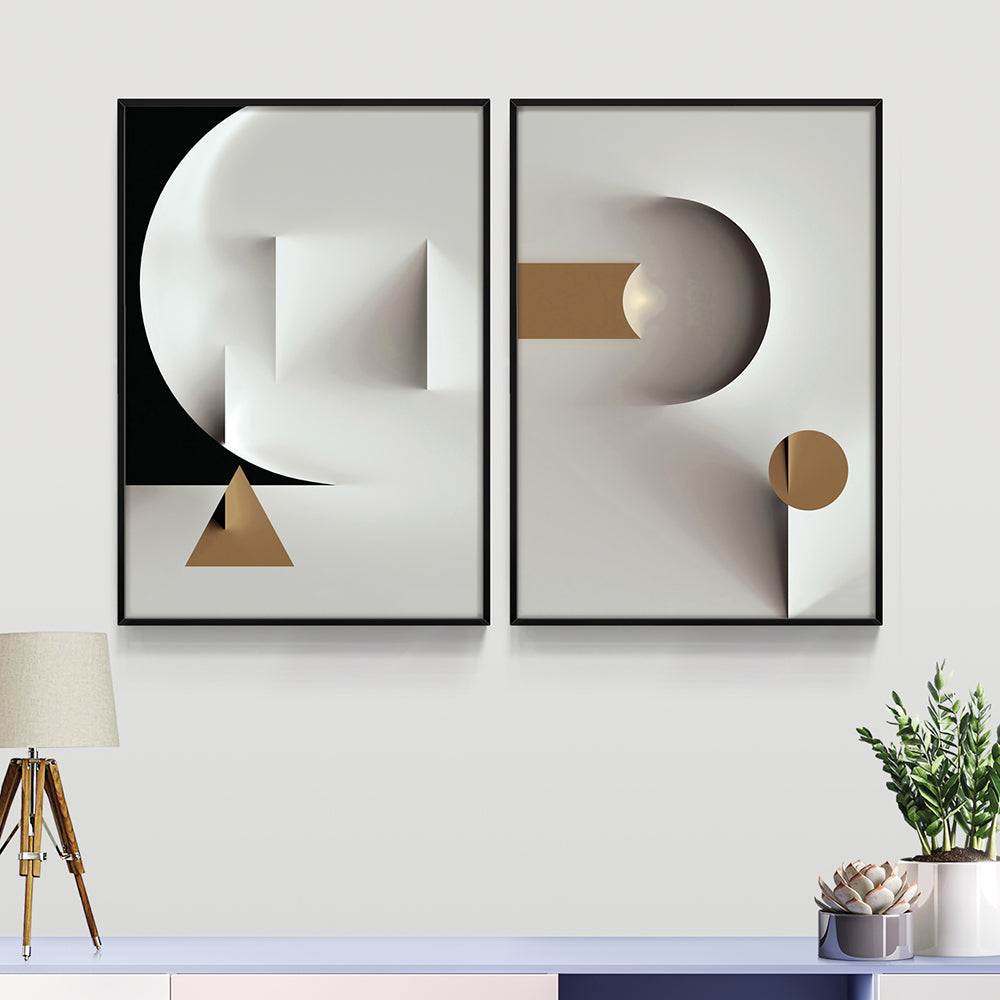 Composição de quadros Duo Abstrato Lua 6