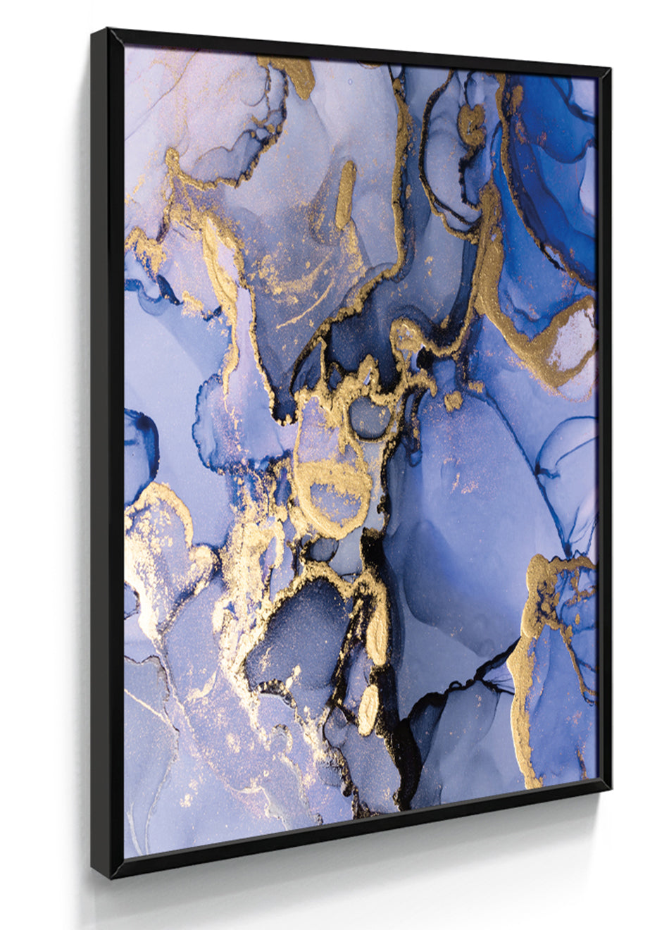 Quadro Abstrato Dourado & Tons Azuis