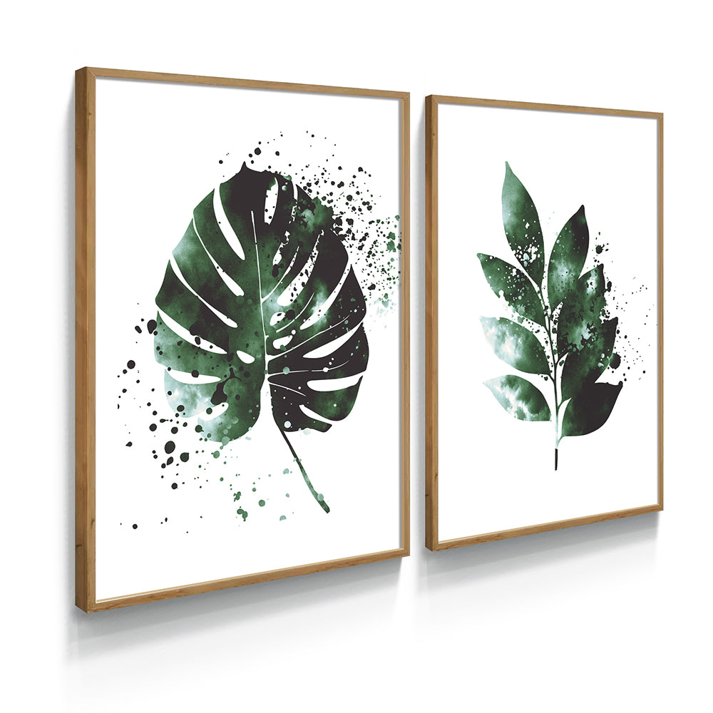 Composição de quadros Duo Folhas Verdes