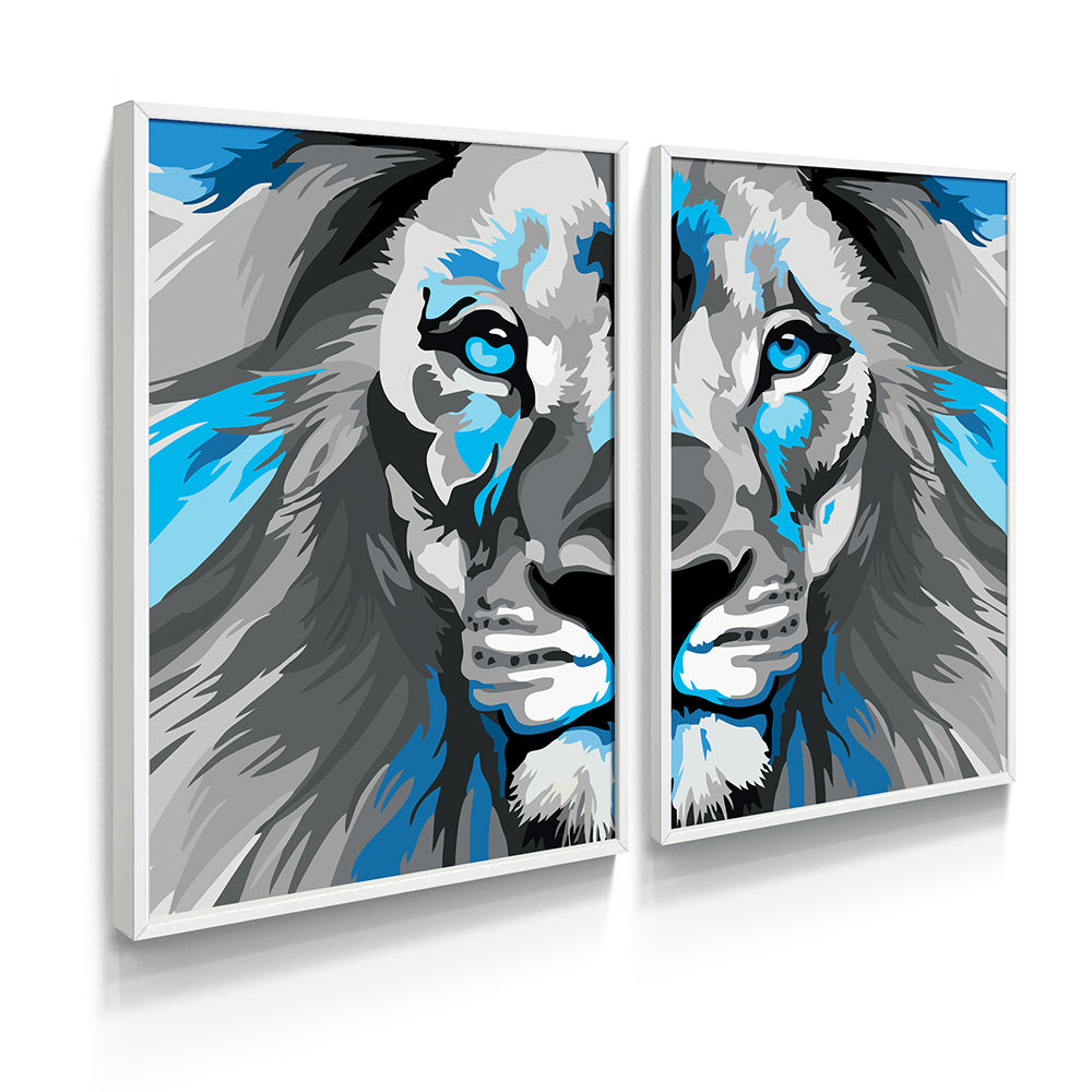 Composição de quadros Leão Azul