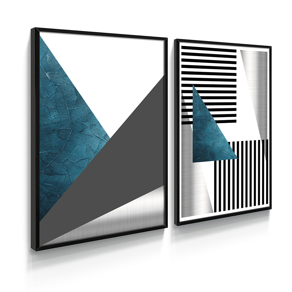 Composição de quadros Duo Geométrico com Prata