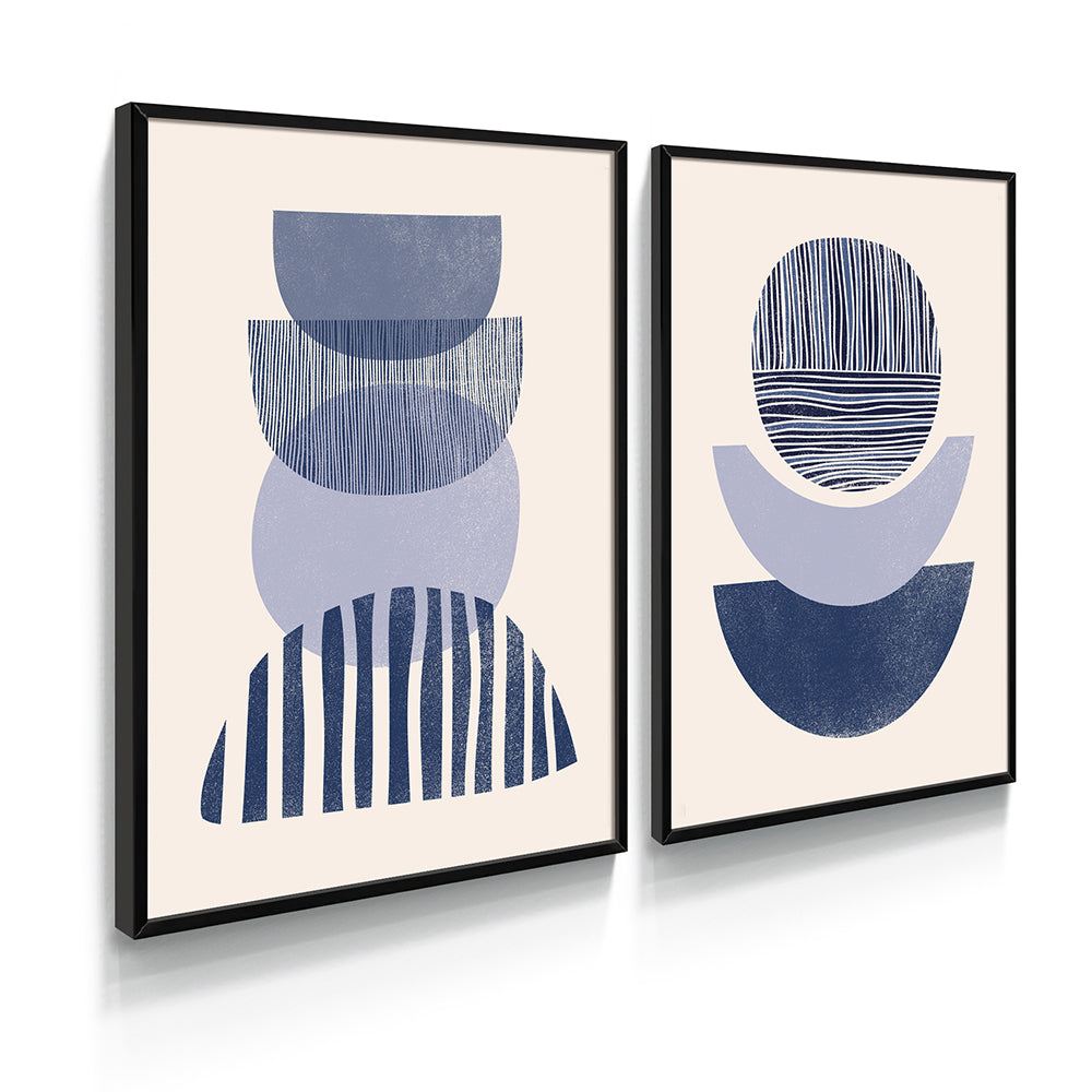 Composição de quadros Duo Abstrato Azul