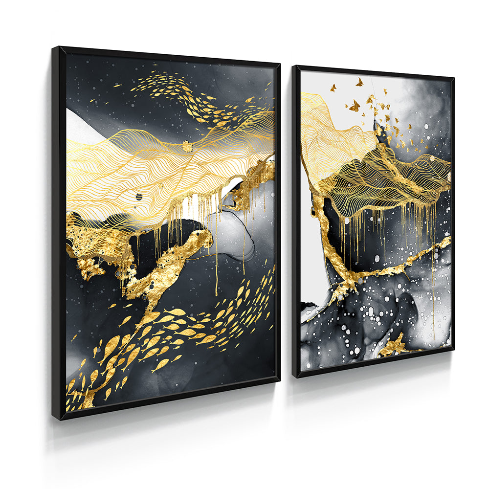 Composição de quadros Natureza Dourada 4
