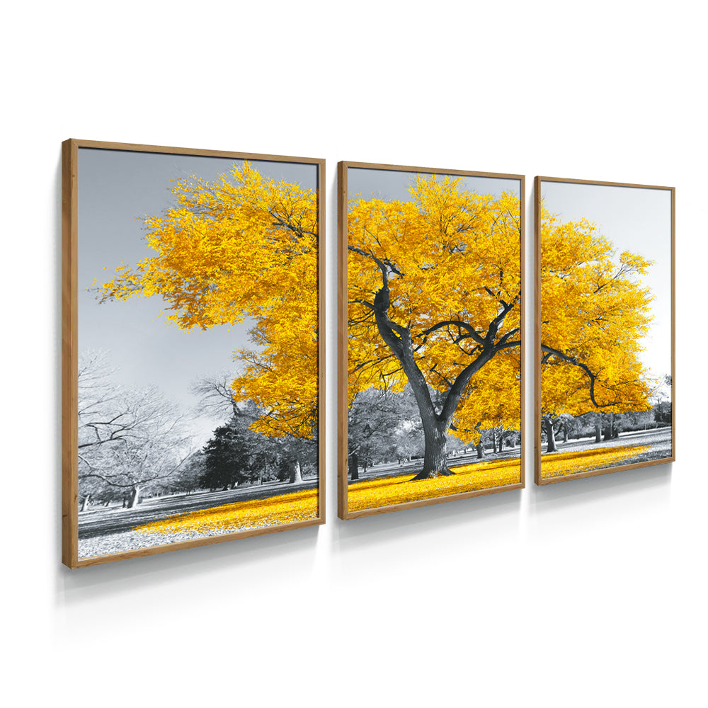 Composição de quadros Árvore da Vida Amarelo Emoldurada