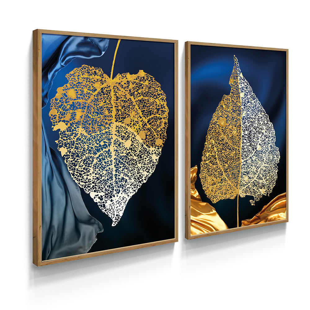 Composição de quadros Duo Folhas de Ouro