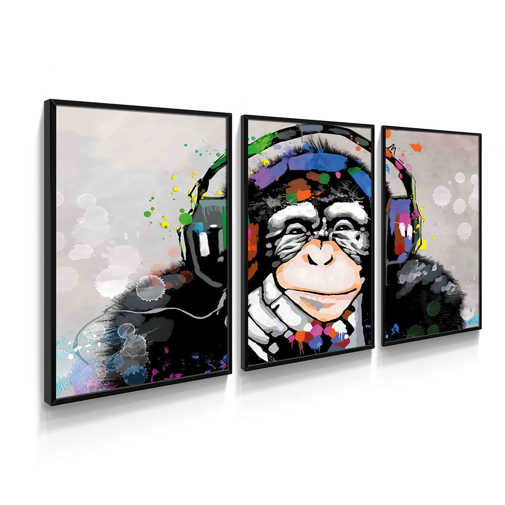 Composição de quadros Art Monkey trio